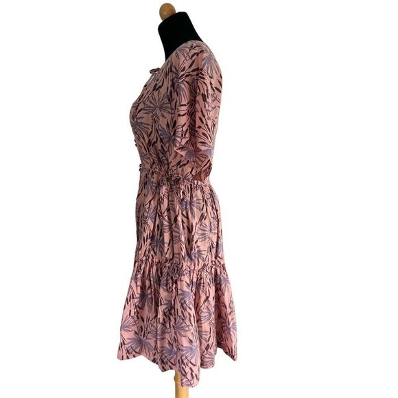 MADEWELL Button-Front Tiered Dress in Oasis Palms size medium. Retails $138 - Picture 9 of 16